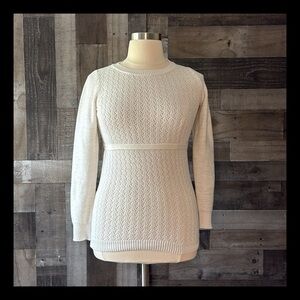 Liz Lange Maternity cream silver knit sweater small angelic neutral pregnancy